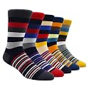 TOEJYJ Mens Fun Dress Socks, Pattern Funny Casual Socks Pack, Colorful Striped Cotton Novelty Socks Size 10-13