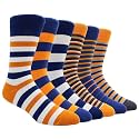 TOEJYJ Mens Fun Dress Socks, Pattern Funny Casual Socks Pack, Colorful Striped Cotton Novelty Socks Size 10-13
