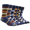 TOEJYJ Mens Fun Dress Socks, Pattern Funny Casual Socks Pack, Colorful Striped Cotton Novelty Socks Size 10-13