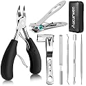 Toenail Clippers for Seniors Thick Toenails, Aucurwen Heavy Duty Toe Nail Clippers Adult Thick Nails Long Handle, Large Toenail Clippers for Thick Nails 7Pcs