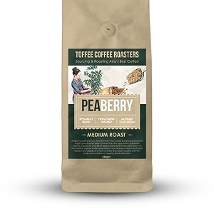 toffee coffee roasters  peaberry coffee medium roast 500g  grind aeropress single origin 100 arabica  speciality coffee  freshly roasted