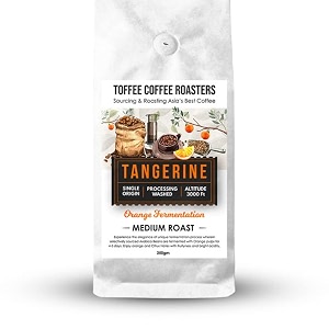 toffee coffee roasters  tangerine orange fermented coffee as seen on shark tank  100 arabica  medium roast  freshly roasted grounded coffee notes orange and citrus notes chemex 500gm