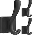 TOFIIGREM 3 Pack Black Towel Hooks, Towels Robe Holder for Bathroom Coat Hooks for Wall Hanging Key Hat Backpack (3 Pack, Black)