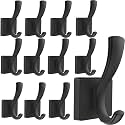 TOFIIGREM Black Coat Hooks for Wall Hanging, Bath Robe Hook Heavy Duty Thick Towel Hooks, Wall Mount Hooks Bathroom Entryway Mudroom Hooks for Hanging Coats Key Robe Hat Backpack (12 Pack, Black)