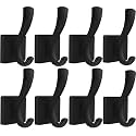 TOFIIGREM Black Wall Hooks Coat Hook, Towel Hooks Robe Hook for Bathroom, Entryway Mudroom Hooks for Hanging Coat Key Hat Backpack (8 Pack, Black)