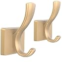 TOFIIGREM Gold Coat Hooks, Towel Robe Hooks Bathroom Entryway Mudroom Pool Hooks for Wall Mount Hanging Towels Bathrobe Key Hat Backpack (2 Pack, Gold)