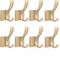 TOFIIGREM Gold Towel Hooks for Wall, Heavy Duty Thick Metal Bathroom Coat Hooks for Hanging Key Robe Hat Backpack, Wall Mount Hooks Bath Kitchen Garage Hooks(8 Pack, Gold)