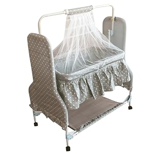 tofo new born baby cradle with elastic lock mosquito net snug fit  jhoola jhula palna swing crib cot blue grey