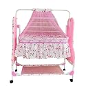TOFO New Born Baby Cradle with Elastic Lock Mosquito Net (Snug fit) | Jhoola Jhula Palna Swing Crib (Blue)