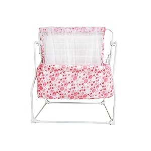 tofo new born baby mobile swing cradle with mosquito net pink