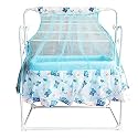 TOFO New Born Baby Mobile Swing, Cradle with Mosquito net (Blue) Canopy, Metal