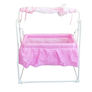 tofo new born baby swing cradle with hidden wheels and smooth swing funcion no noise pink - metal