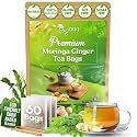 TOG999 Premium Moringa Tea Bags with Ginger Root, Herbal Blend, 60 Count