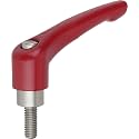 Toggle Clamp Lever Size 4 Zinc M12 x 50 Red RAL3003,: Stainless Steel, Pack of 1, Ruby Red RAL3003, k0123.41227x50