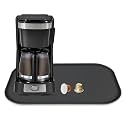 Silicone Coffee Maker Mat with Lip for Countertops, 17.4'' x 10.6'', Black
