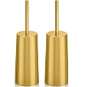 Toilet Brush and Holder, 2 Pack Toilet Brush Stainless Steel, Toilet Bowl Brush for Bathroom Toilet-Ergonomic, Elegant,Durable (Gold)