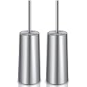 Toilet Brush and Holder, 2 Pack Toilet Brush Stainless Steel, Toilet Bowl Brush for Bathroom Toilet-Ergonomic, Elegant,Durable (Silver)