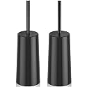 Toilet Brush and Holder, 2 Pack Toilet Brush Stainless Steel, Toilet Bowl Brush for Bathroom Toilet-Ergonomic, Elegant,Durable (Black)