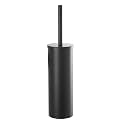 Toilet Brush and Holder Set KWQKEM Stainless Steel Toilet Bowl Cleaners Brush and Holder Free Standing with Lid Bathroom Accessories Brush Head Replaceable Stylish Modern Design (Matte Black)