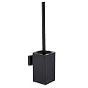 Toilet Brush and Holder Set Wall Mount or Freestanding KWQKEM Modern Toilet Bowl Cleaners Brush and Holder with Lid 304 Stainless Steel (Matte Black)