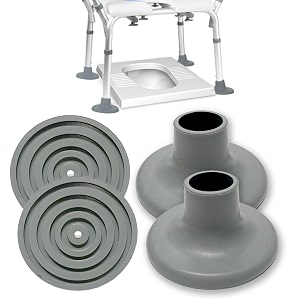 toilet chair safety replacement feet - shower stools and transfer bench anti-slip cap mat for elderly disable grey 4 pcs
