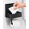 Toilet Paper Holder & Flushable Wet Wipes Dispenser for Bathroom | Adult, Men, Women, Feminine Wipe Storage Built-in | Stainless Steel Wall Mount