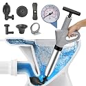 Toilet Plunger Clog Remover, High-Pressure Toilet Plunger for Clogged Toilet with Real-Time Barometer Plunge Blaster Multi-Drain Unclogger for Bathroom, Sink, Floor, Kitchen Clogged