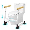 Toilet Safety Rails (350LBS), Adjustable Height Toilet Safety Frame for Elderly and Disabled, Stand Alone Toilet Safety Rails for Seniors, Handicap Toilet Rails Fits Most Toilets, Wood Color