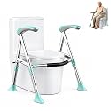 Toilet Safety Rails for Seniors – Heavy Duty Adjustable Toilet Safety Frame, Toilet Grab Bars for Seniors & Elderly, Toilet Handles for Disabled with Non-Slip Grip, Stand Up Assist Rails for Home Care