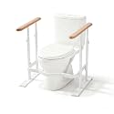 Toilet Safety Rails for Seniors - Toilet Safety Frame with Dual Pillars, Waterproof Nighttime Reflective Base, 3-Speed Height Adjustment (White, Double Pillar)