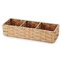 Toilet Tank Topper Paper Basket Multiuse Hand Woven Plastic Wicker Basket Bins with Divider for Shelves Rustic Farmhouse Bathroom Decor Countertop Light yellow