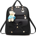 Toingo Small 10 L Backpack Leahter School Bag / College Bagpack (Black)
