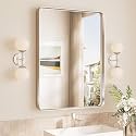 TokeShimi 24x32 Brushed Nickel Bathroom Wall Mirror Vanity Metal Frame Round Corner Rectangular for Home Decor Living Room Entryway (Horizontal/Vertical)
