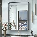 TokeShimi 28x36 Inch Black Bathroom Mirror for Wall Vanity Mirror with Non-Rusting Aluminum Alloy Metal Frame Rounded Corner for Modern Farmhouse Home Decor (Horizontal/Vertical)