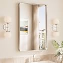 TokeShimi 20x30 Brushed Nickel Bathroom Wall Mirror Vanity Metal Frame Round Corner Rectangular for Home Decor Living Room Entryway (Horizontal/Vertical)