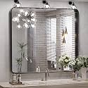 TokeShimi 36 x 36 Inch Wall Mirror Black Bathroom Vanity Mirror with Metal Frame Aluminum Alloy Soft Rounded Corner for Modern Farmhouse Wall Decor 1”Deep Set Design (Horizontal/Vertical)