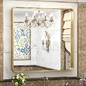 TokeShimi 36x36 Inch Gold Bathroom Vanity Mirror for Wall Rectangle Mirror with Non-Rusting Aluminum Alloy Brushed Matte Metal Frame for Modern Farmhouse Home Decor (Horizontal/Vertical)