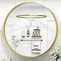 TokeShimi 40 Inch Round Gold Bathroom Mirror for Wall with Non-Rusting Aluminum Alloy Brushed Matte Metal Frame for Modern Minimalist Farmhouse Home Decor