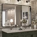 TokeShimi 48 x 36 Inch Black Bathroom Vanity Mirror with Non-Rusting Aluminum Alloy Brushed Matte Metal Frame for Modern,Minimalist,Farmhouse Home Decor (Horizontal/Vertical)