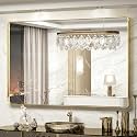 TokeShimi 55 x 36 Inch Brushed Gold Bathroom Mirror for Wall Vanity Mirror with Non-Rusting Aluminum Alloy Metal Frame for Modern Minimalist Farmhouse Home Decor (Horizontal/Vertical)
