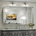 TokeShimi 55 x 36 Inch Brushed Silver Mirror Wall Mirror for Bathroom Black Metal Frame Decorative Rectangular Wall Mounted Home Decor Corner Hangs (Horizontal/Vertical)