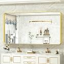TokeShimi 60 x 28 Inch Brushed Gold Bathroom Vanity Mirror for Wall with Non-Rusting Aluminum Alloy Matte Metal Frame for Modern Farmhouse Home Decor (Horizontal/Vertical)