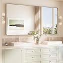 TokeShimi 72x36 Brushed Nickel Bathroom Wall Mirror Vanity Metal Frame Round Corner Rectangular for Home Decor Living Room Entryway