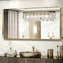 TokeShimi Bathroom Vanity Mirror 48 x 24 Inch Gold Metal Frame Round Corner Rectangular for Home Decor Living Room Entryway (Horizontal/Vertical)