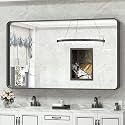 TokeShimi Black Bathroom Mirror for Wall 55x30 in Vanity Mirror with Non-Rusting Aluminum Alloy Brushed Matte Metal Frame for Modern Minimalist Farmhouse Home Decor (Horizontal/Vertical)