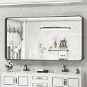 TokeShimi Black Bathroom Mirror for Wall 60 x 28 in Vanity Mirror with Non-Rusting Aluminum Alloy Brushed Matte Metal Frame for Modern Minimalist Farmhouse Home Decor (Horizontal/Vertical)