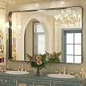 TokeShimi Black Bathroom Mirror for Wall Vanity Mirror with Non-Rusting Aluminum Alloy Brushed Matte Metal Frame for Modern Minimalist Farmhouse Home Decor (Horizontal/Vertical) (55x 36 Inch)