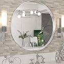 TokeShimi Round Mirror 24 Inch Brushed Silver Round Bathroom Mirror for Wall Non-Rusting Aluminum Alloy Brushed Silver Matte Metal Frame Modern Circle Mirror Multi Style Home Decor