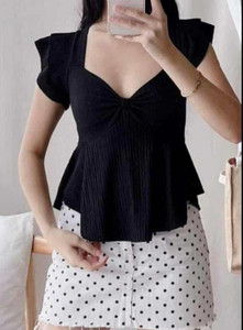 tokyo talkies casual solid women black top