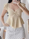 Tokyo Talkies Casual Regular Sleeves Solid Women Beige Top